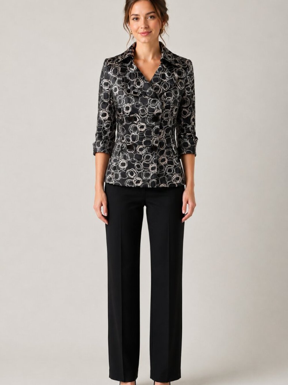Marc Jacobs Vintage Y2K Black Cream 100% Silk Double-Breasted Statement Blazer - Picture 9 of 10